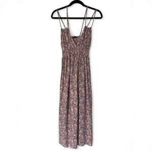 Floral Pink Maxi Dress Spaghetti Strap Sundress Size L